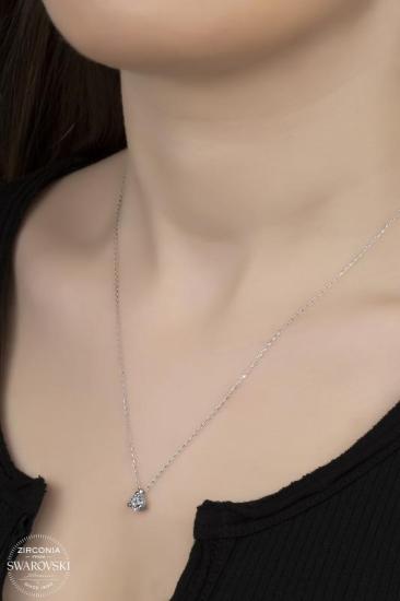 Union Swarovski Zirconia Kadın Üçtırnak Tektaş Gümüş Kolye