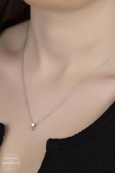 Union Swarovski Zirconia Kadın Pırlanta Montür Kalpli Tektaş Gümüş Kolye