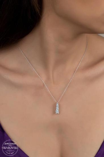 Union Swarovski Zirconia Kadın Üçtaş Tria Gümüş Kolye