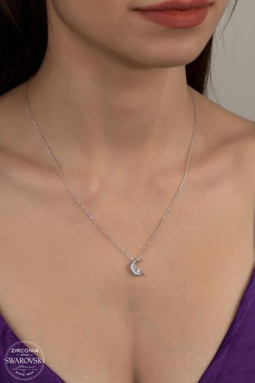 Union Swarovski Zirconia Kadın Ay Yıldız Gümüş Kolye