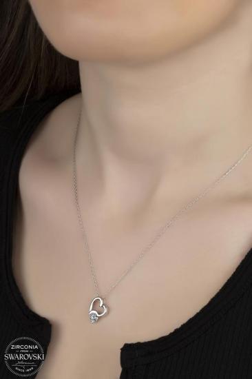 Union Swarovski Zirconia Kadın Kalp Gözü Gümüş Kolye