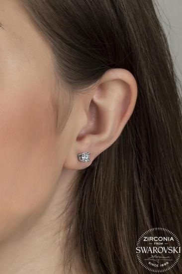 Union Swarovski Zirconia Kadın Tektaş  Gümüş Küpe
